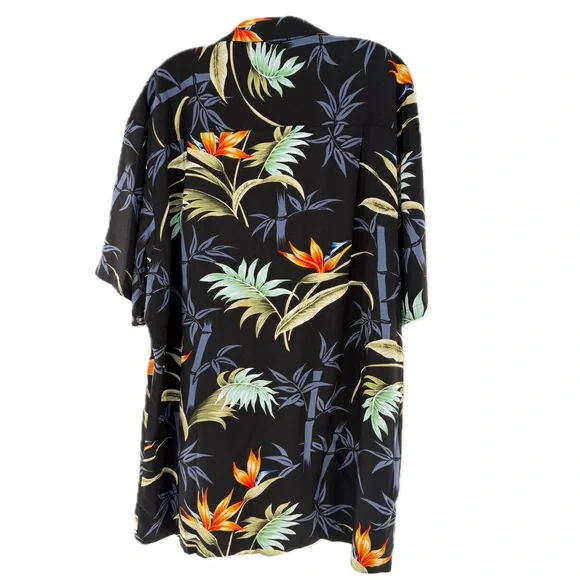 Paradise Found Hawaii Bamboo Paradise Black Hawaiian Shirt Men's Size Large - Picture 10 of 14
